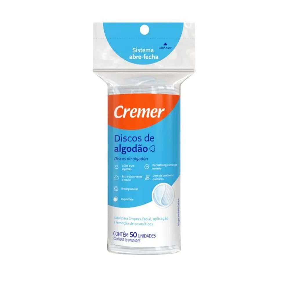 Algodão Disco Cremer 50 Unidades