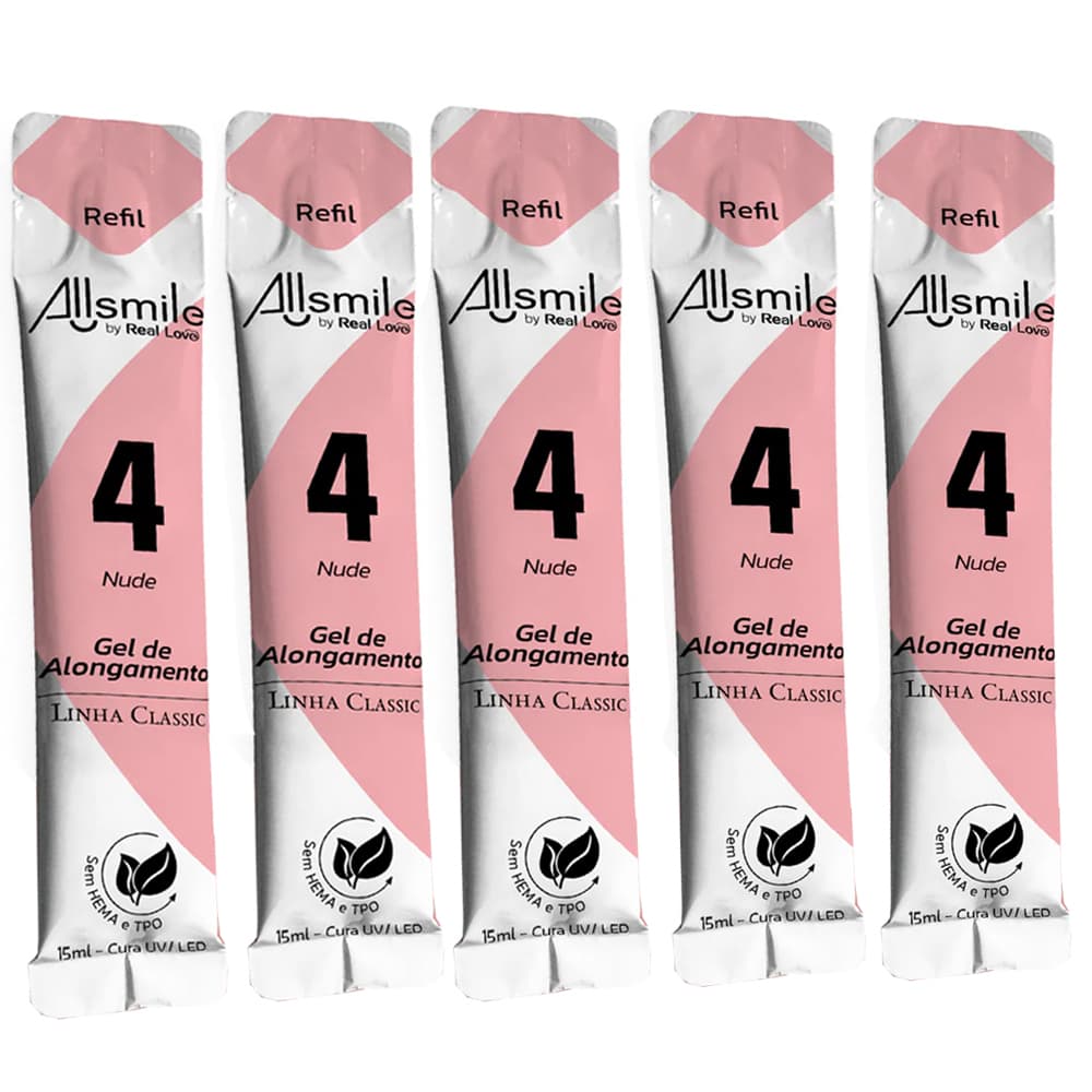 Kit 5 Gel Real Love Nude 4 Refil 15ml