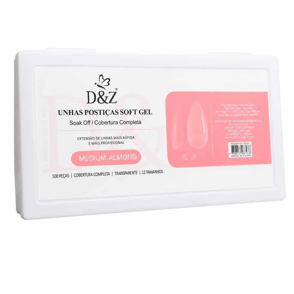 Postiça Soft Gel Almond DZ 500 unidades