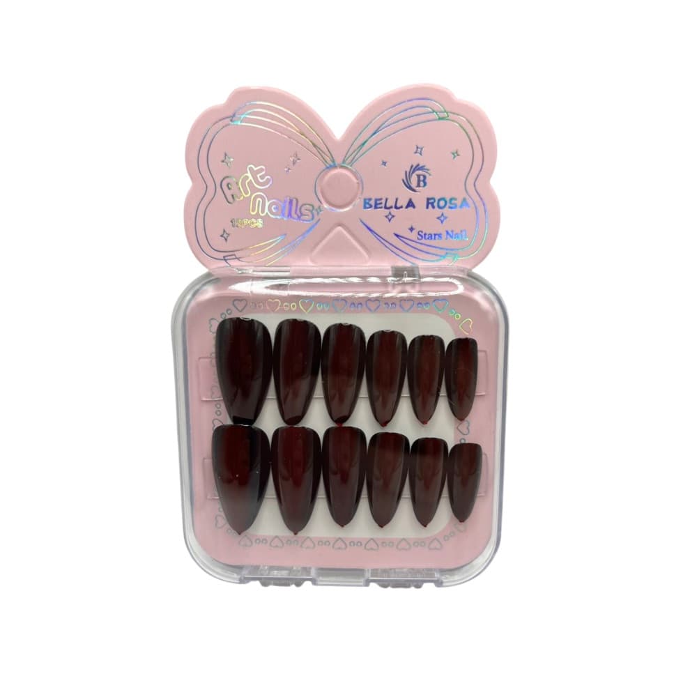 Unha Postiça Almond Red Glass Bella Rosa