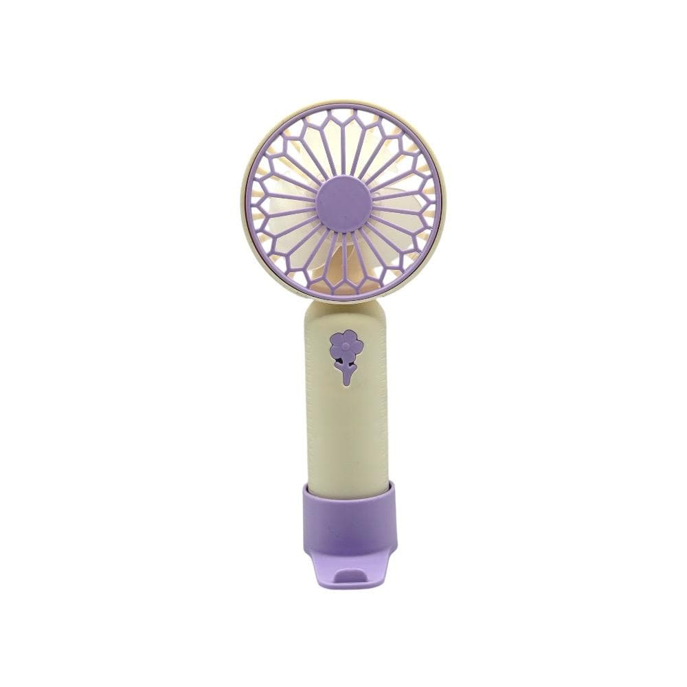 Ventilador de Cílios Mini Fan Flor Lilas Com Suporte Para Celular