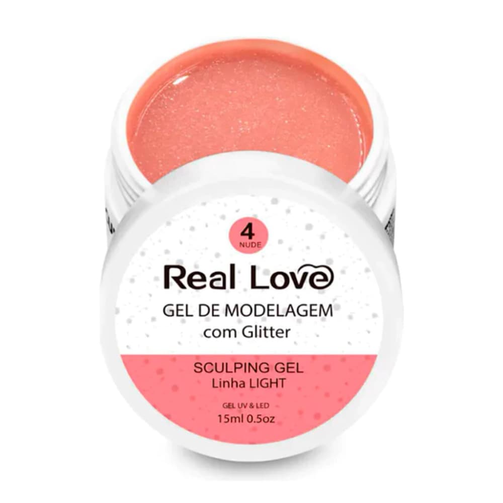 Gel Real Love Nude 4 com Glitter 15ml
