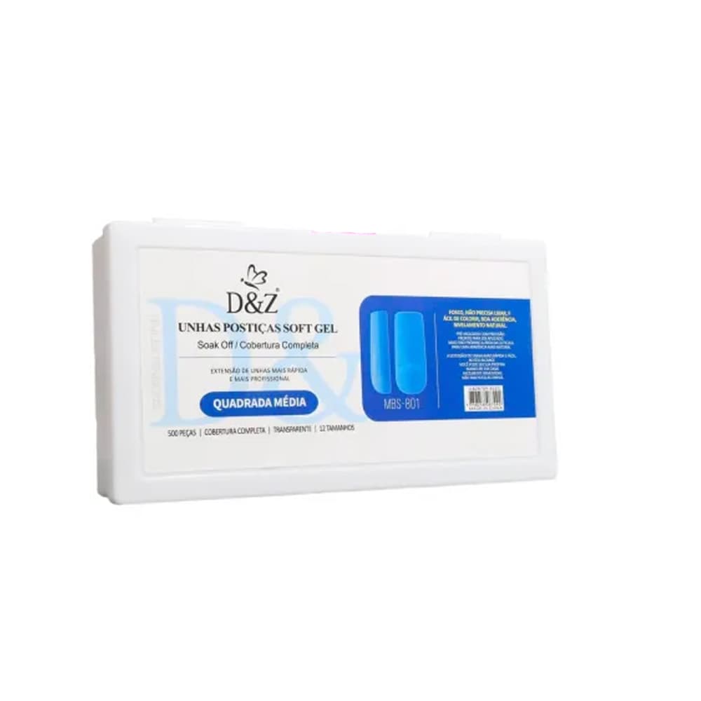 Unha Postiça Soft Gel Quadrada DZ 500 unidades