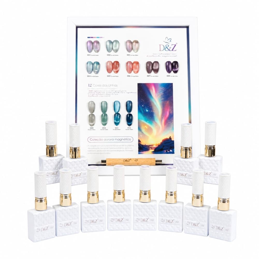 Kit Esmalte em Gel Coleção Aurora Boreal Magnética DZ 12 unidades