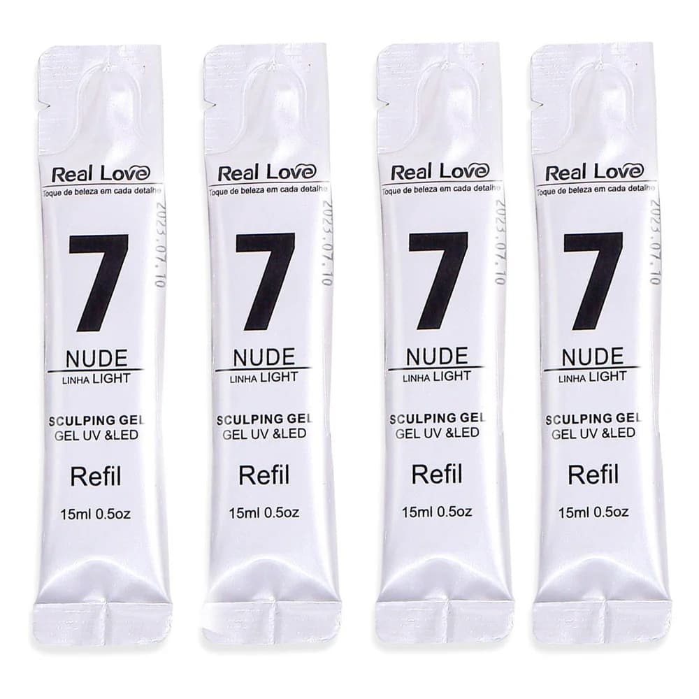 Kit 4 Gel Real Love Nude 7 Refil 15ml
