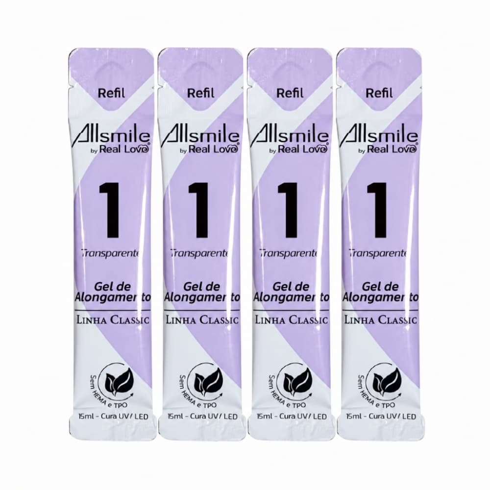 Kit 4 Géis Allsmile by Real Love Transparente 1 Refil 15ml