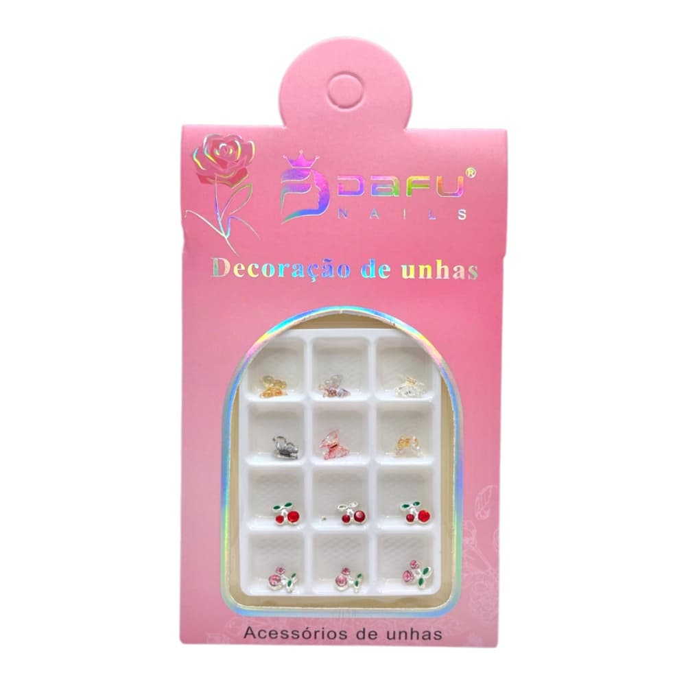 Decoração de Unhas Cereja e Borboleta Dafu