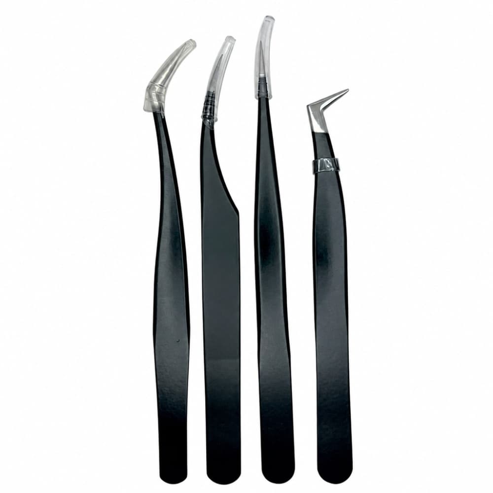 Kit Pinças para Cílios Preto LF 4 unidades