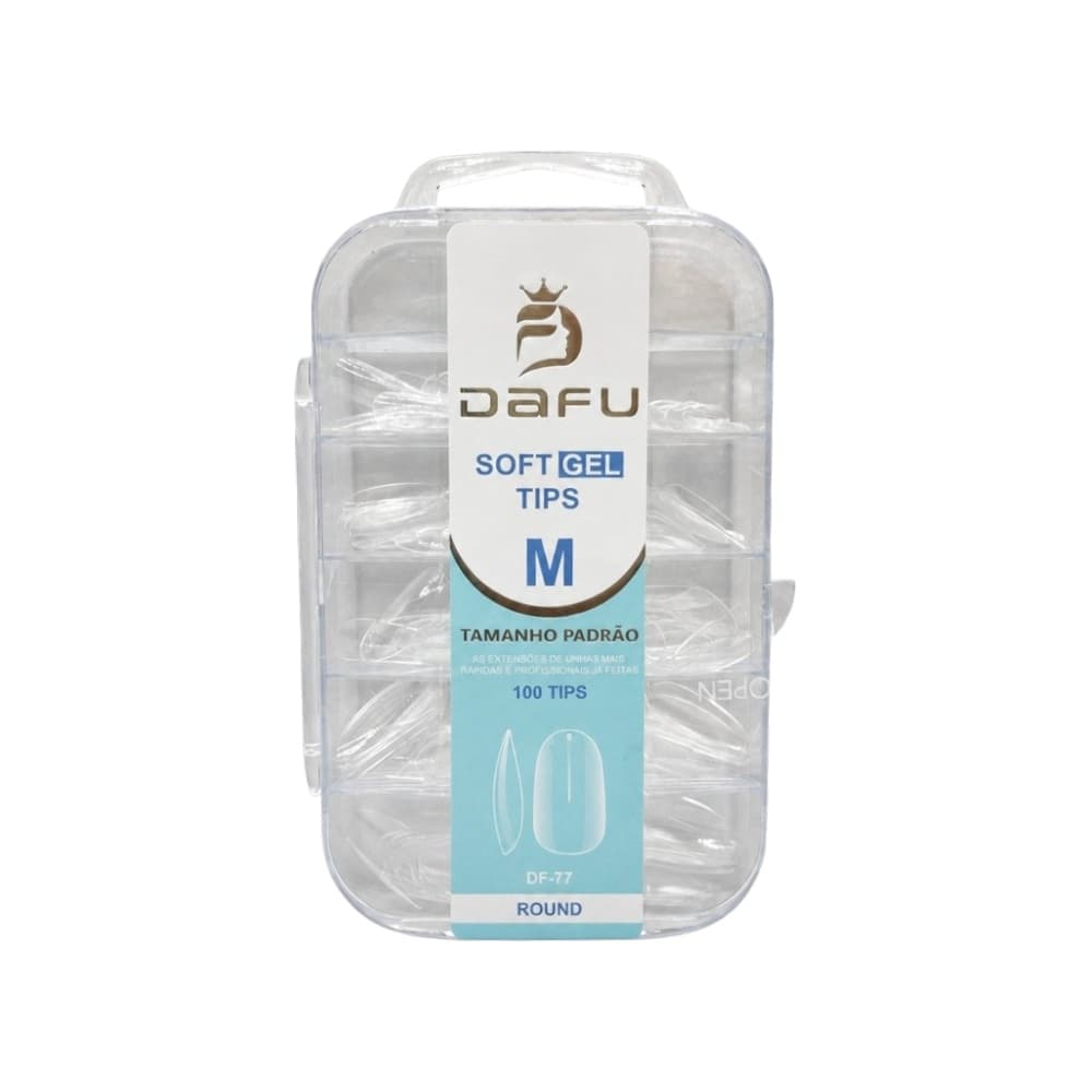 Postiça Soft Gel Redonda Transparente Dafu 100 unidades