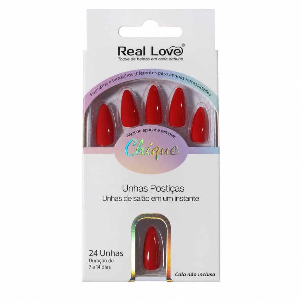 Postiça Chique Real Love Vermelho 24 unidades
