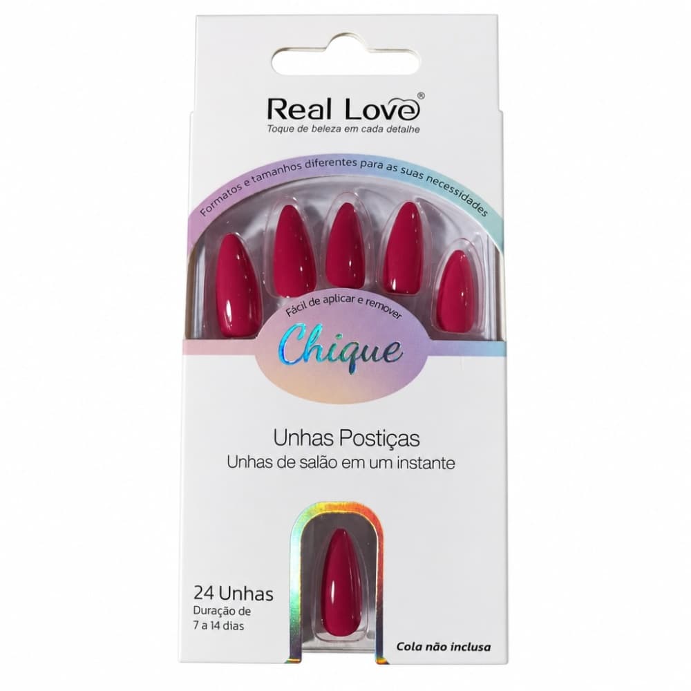 Postiça Chique Real Love Rosa 24 unidades