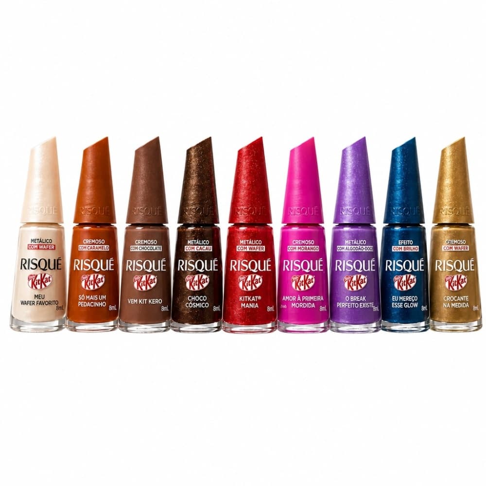 Kit Esmaltes Coleção KitKat Risque 9 unidades