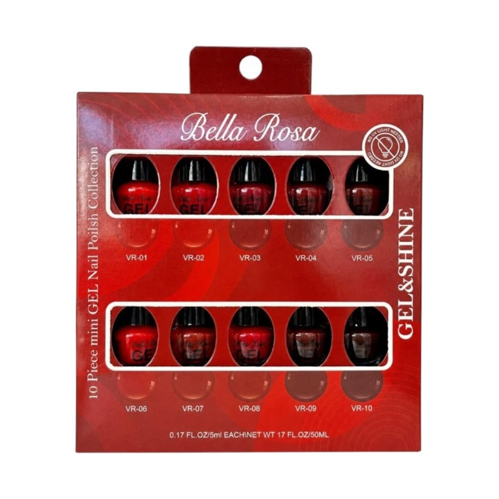 Kit Esmaltes Tradicionais Bella Rosa Tons de Vermelho 10 unidades