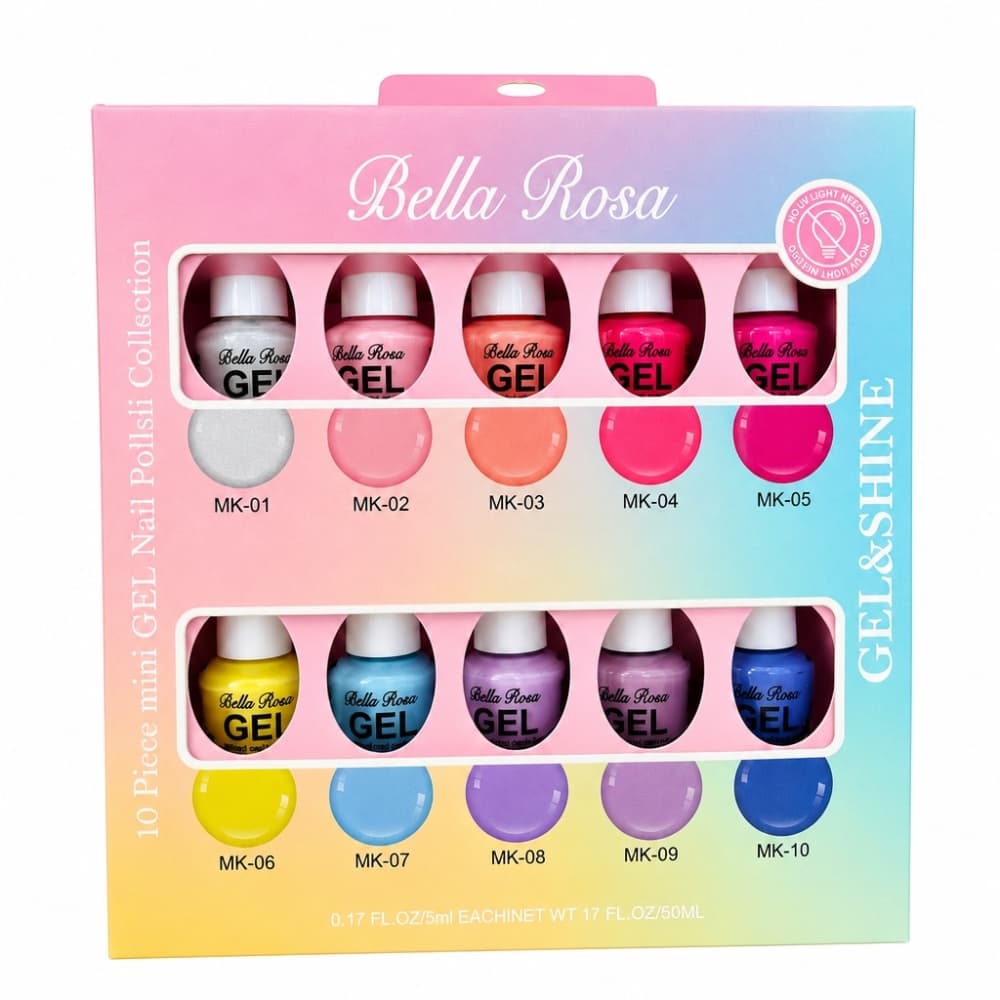 Kit Esmaltes Tradicionais Bella Rosa Tons Pasteis 10 unidades