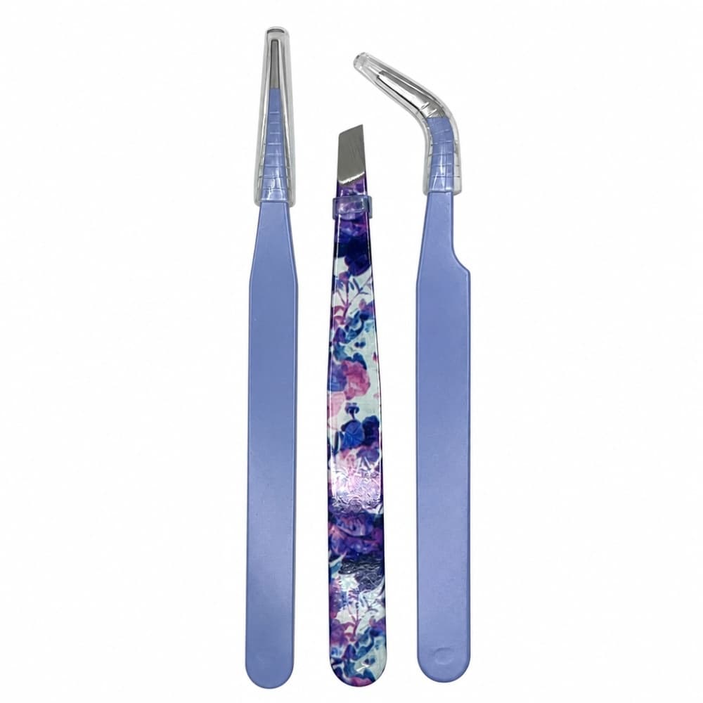 Kit Pinças de Cilios e Sobrancelhas Bella Rosa 3 unidades