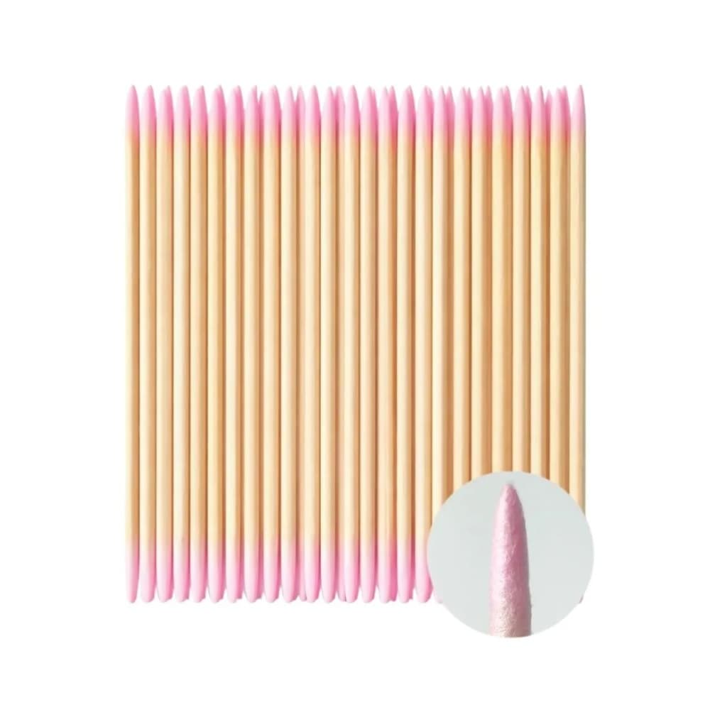 Palito Ponta Dupla com Algodão Rosa 10cm 100 unidades