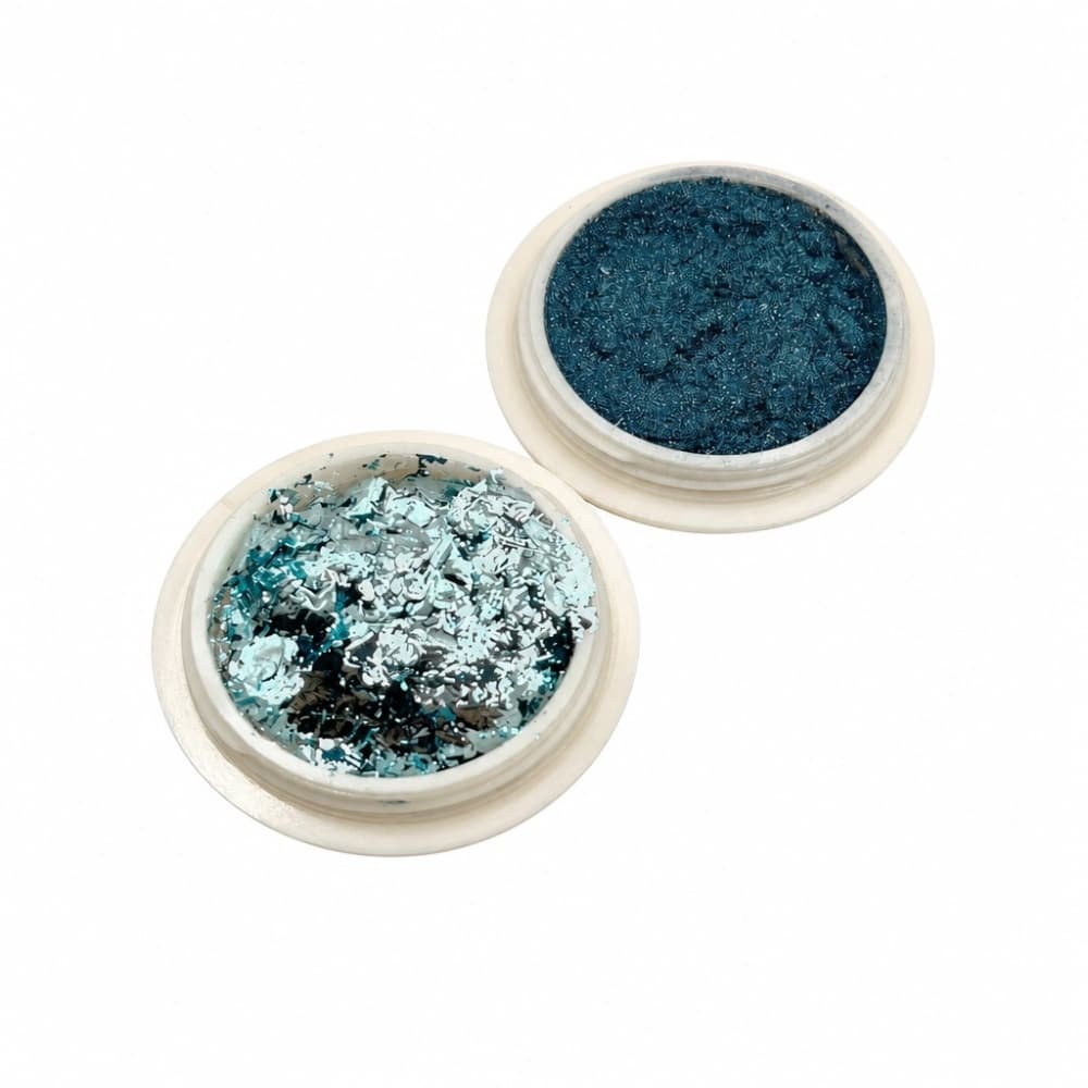 Kit Folha de Ouro e Pó Cromado Azul Claro 2 unidades