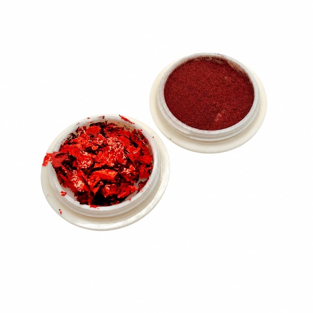 Kit Folha de Ouro e Pó Cromado Vermelho 2 unidades