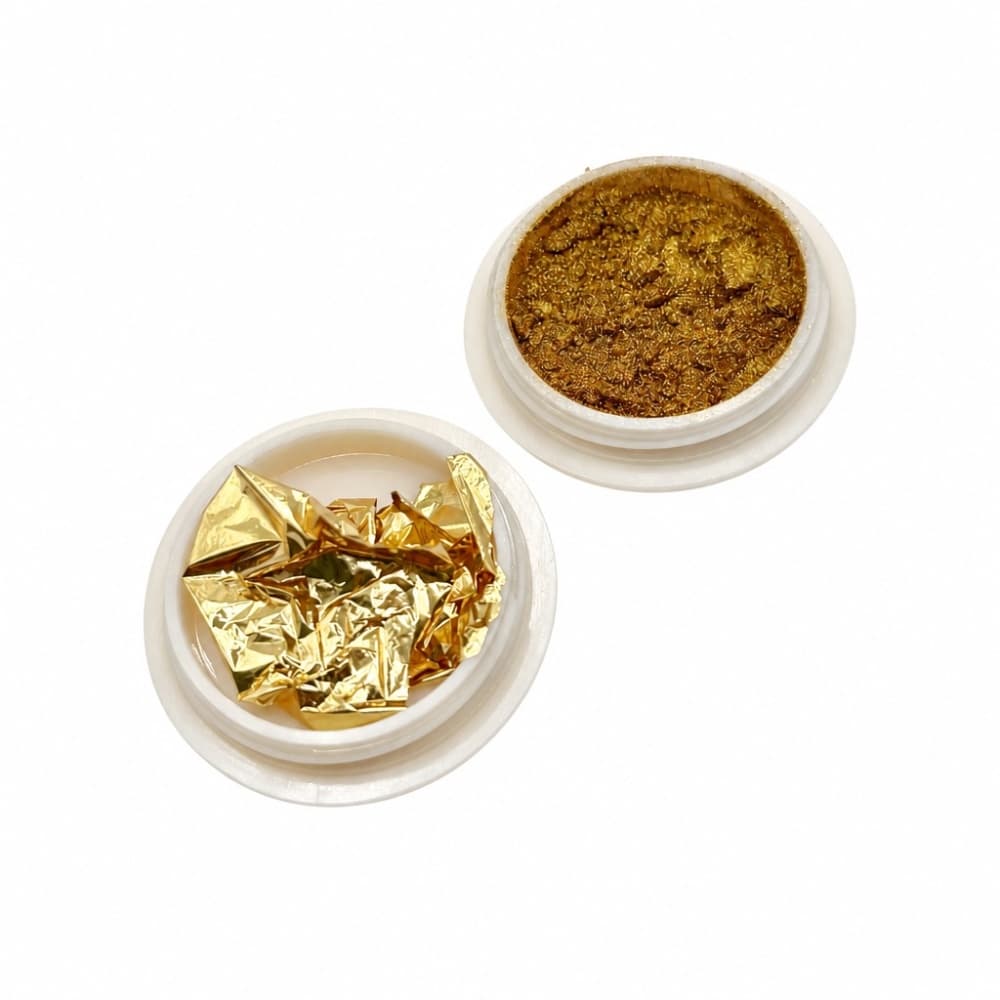 Kit Folha de Ouro e Pó Cromado Dourado 2 unidades