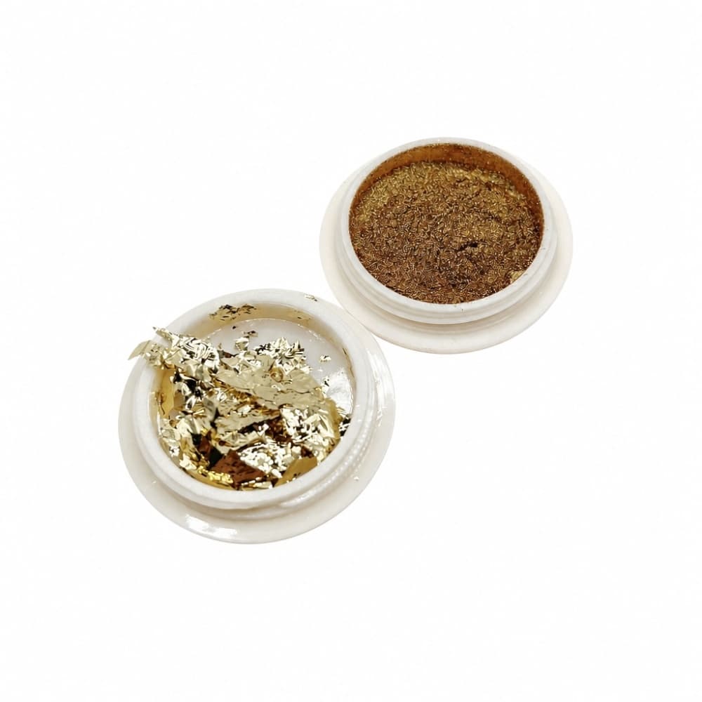 Kit Folha de Ouro e Pó Cromado Dourado 2 unidades