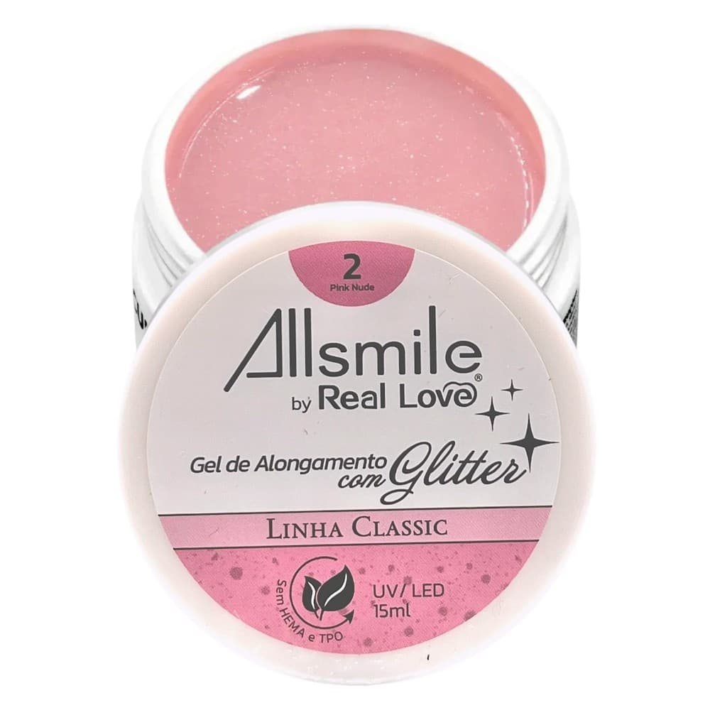 Gel Allsmile by Real Love Pink Nude 2 com Glitter 15ml