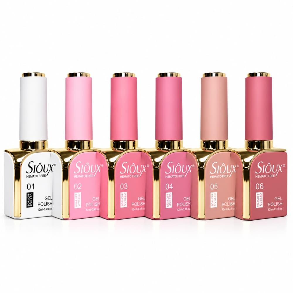 Kit Esmaltes em Gel Sioux Peach Apricot Nude 6 unidades
