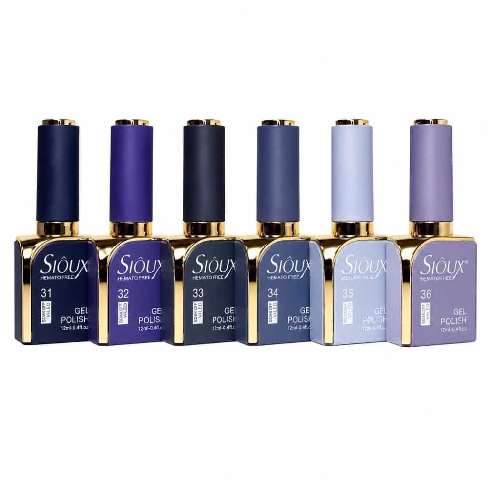 Kit Esmaltes em Gel Sioux Blue Violet 6 unidades